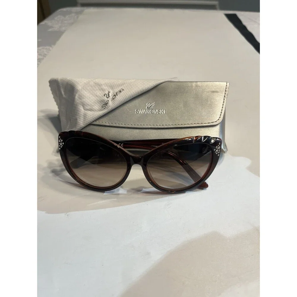 SWAROVSKI Daisy Crystals Brown Frame Sunglasses SW55 45F 58-15 135
